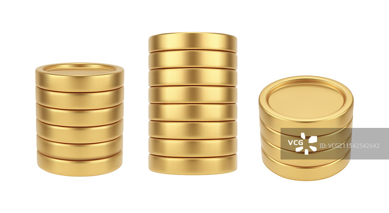 钱币堆的侧面和顶部视图图片素材