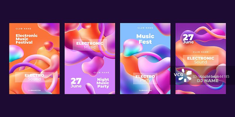 3D液体背景斑点流体音乐节图片素材