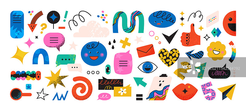 涂鸦形状的抽象创意图案，如星星图片素材