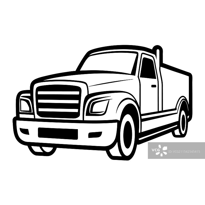 现代皮卡车 - 可扩展线条图片素材