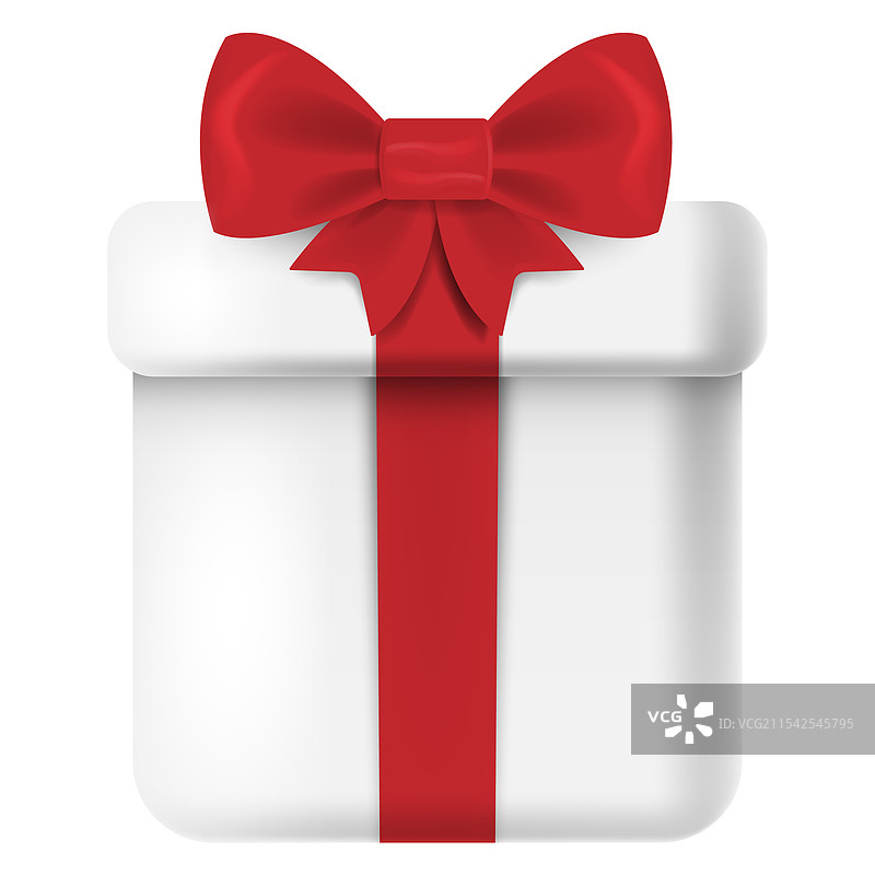 优雅的白色礼品盒，上面装饰着一个图片素材