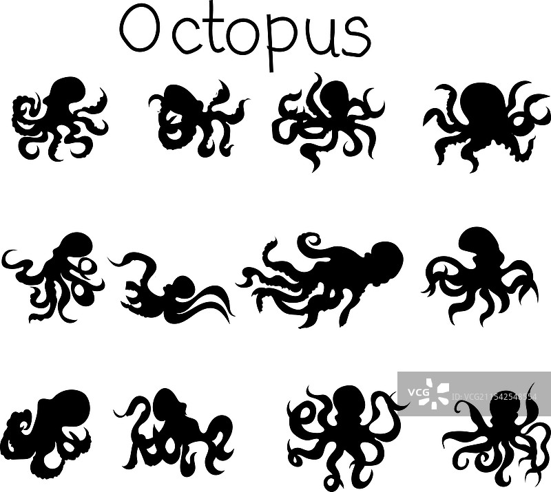 章鱼剪影图片素材