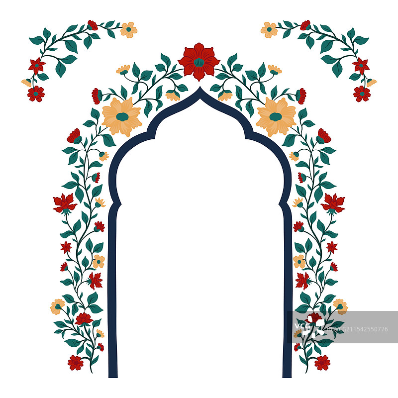 莫卧儿装饰拱门， ornamental floral vintage图片素材