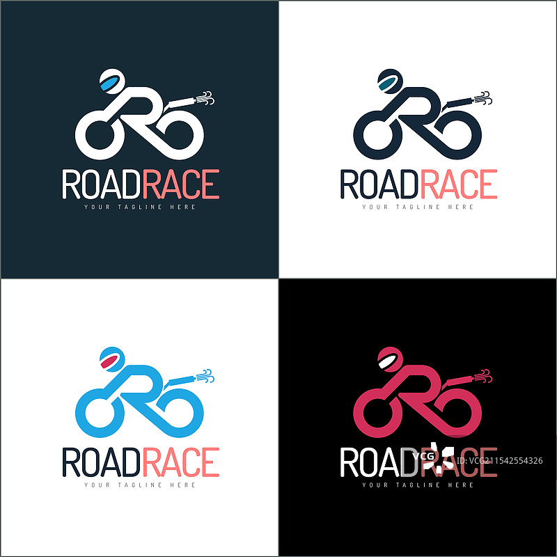 摩托车公路赛团队标志设计模板集图片素材
