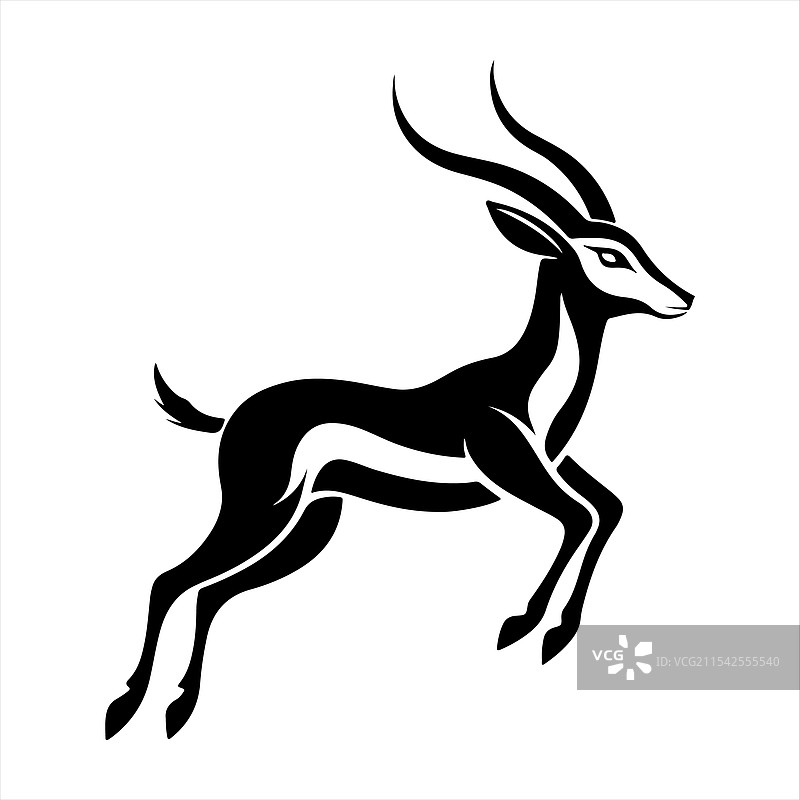 黑色的大胆瞪羚轮廓在空中跃起图片素材
