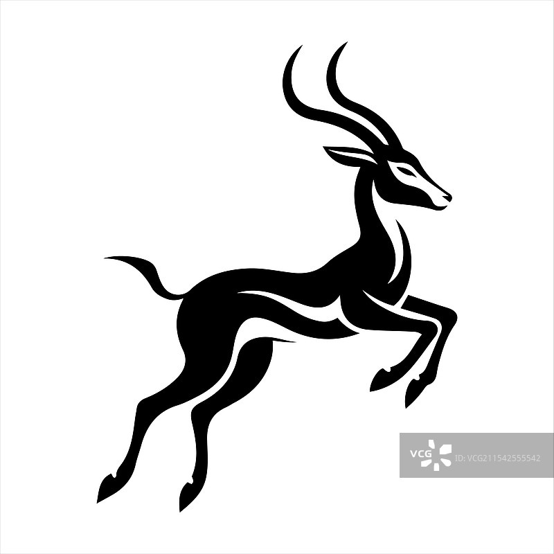 黑色的大胆瞪羚轮廓在空中跃起图片素材