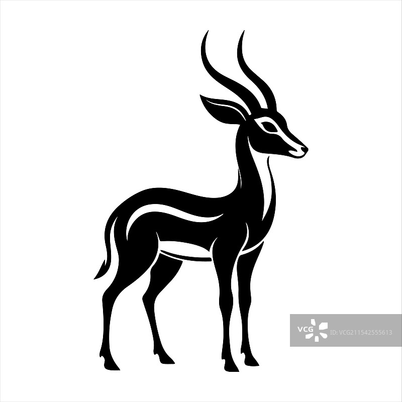 黑色的大胆瞪羚轮廓在空中跃起图片素材