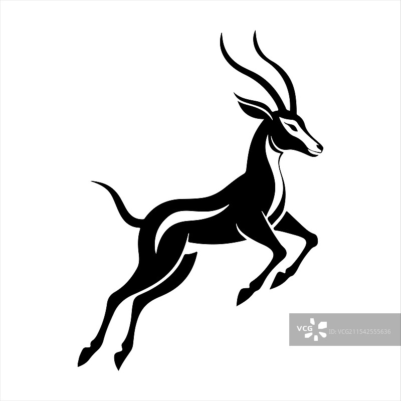 黑色的大胆瞪羚轮廓在空中跃起图片素材