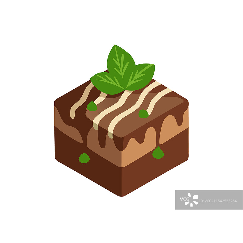 美味的布朗尼轮廓配薄荷装饰图片素材