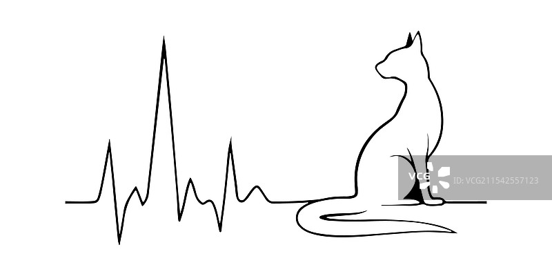 带有顽皮猫咪的心率图表图片素材