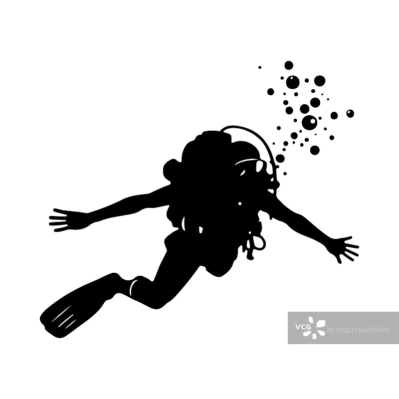 水下潜水员剪影图片素材