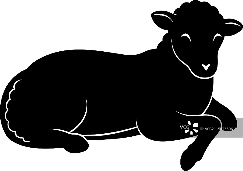 躺着的羊剪影图片素材
