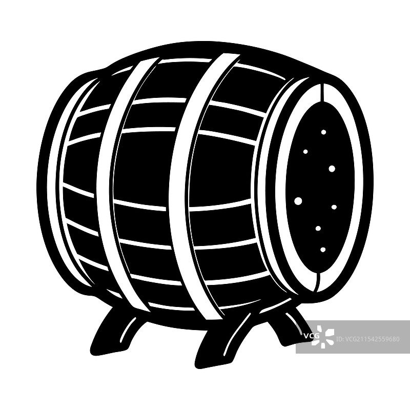 复古木桶图标，用于酿造和储存图片素材