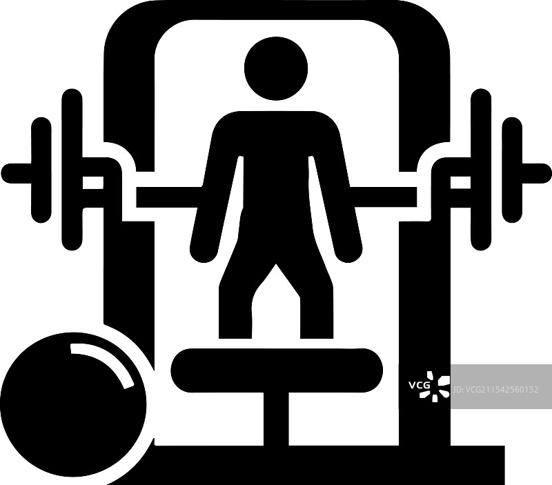 健身房剪影图标，白色背景图片素材