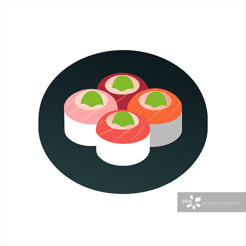 极简风格的寿司盘，配有芥末和姜图片素材