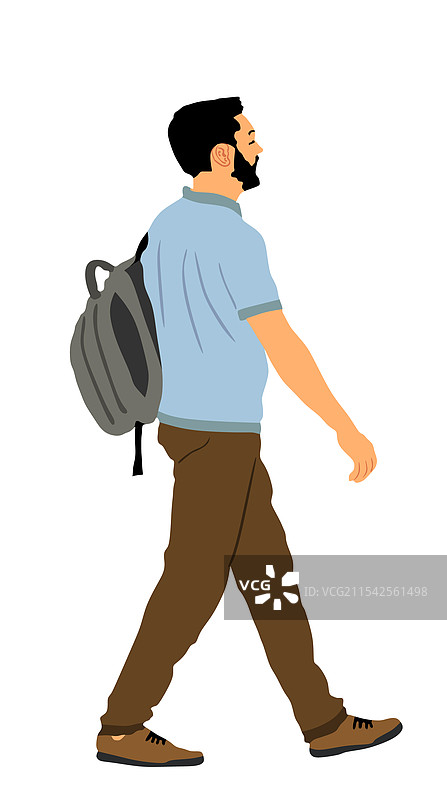 穿着T恤的魅力男士在行走图片素材