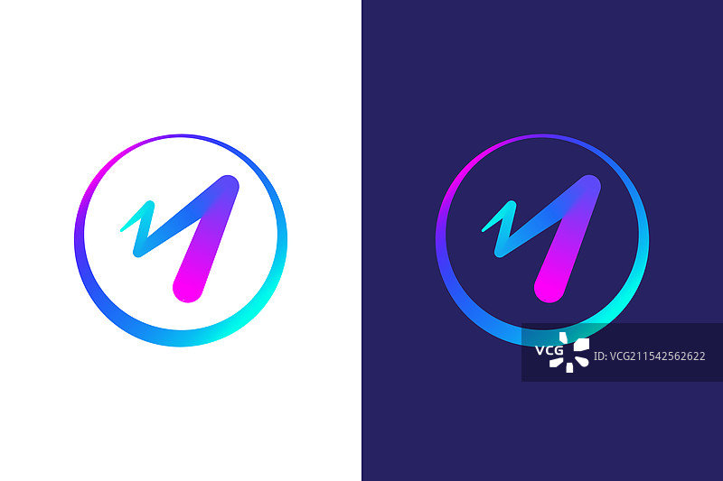 现代商业科技的抽象字母M标志图片素材