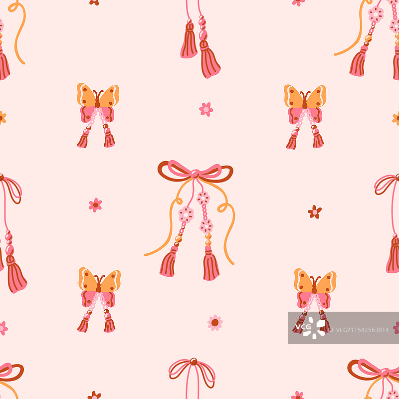 波西米亚风格的无缝蝴蝶结图案图片素材