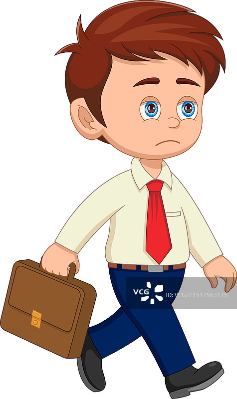 疲惫的年轻商人回到家中，卡通风格。图片素材