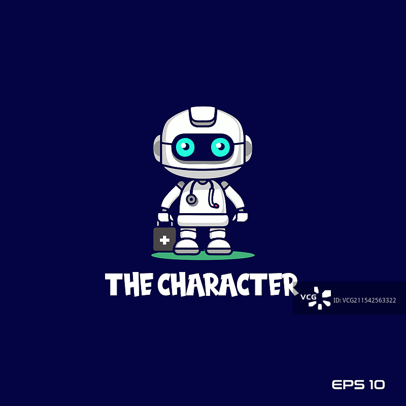 医生机器人赛博格角色 EPS 10 吉祥物标志图片素材