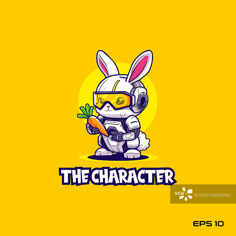 可爱的赛博格机器人兔子角色 EPS 10 吉祥物图片素材
