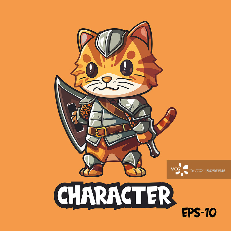 可爱的猫战士标志 EPS 10 吉祥物角色图片素材