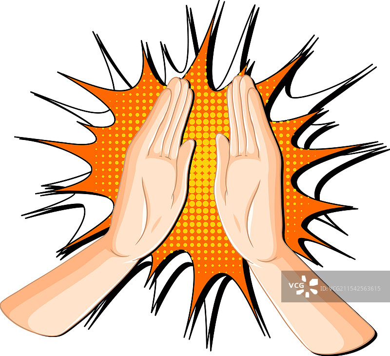 两只手以漫画效果击掌相庆图片素材