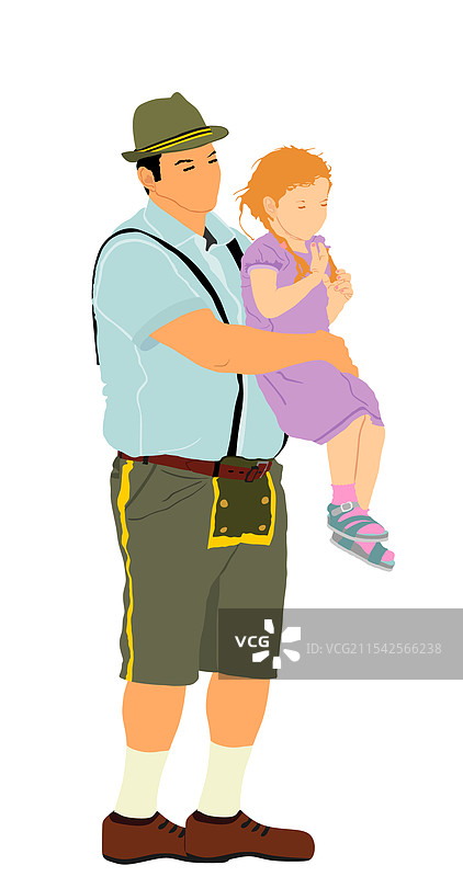 父亲抱着女儿，背景纯色图片素材