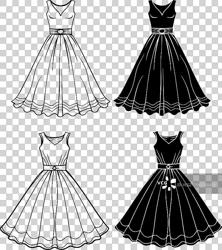 一套线条连衣裙的技术时尚线条艺术图片素材