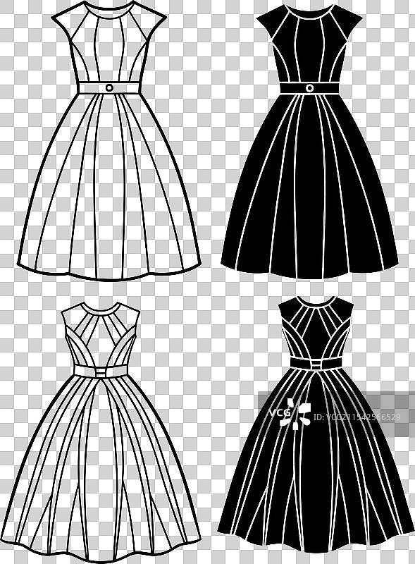 一套线条连衣裙的技术时尚线条艺术图片素材