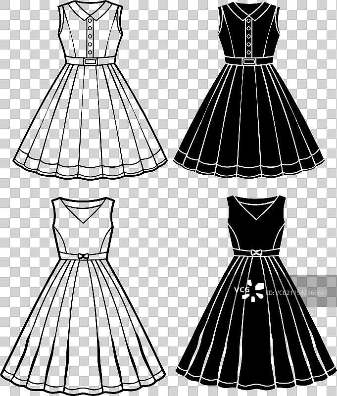 一组连衣裙的技术时尚线条艺术图片素材