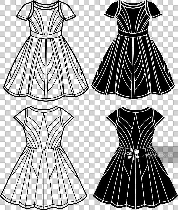 一组线条连衣裙的技术时尚线条艺术图片素材