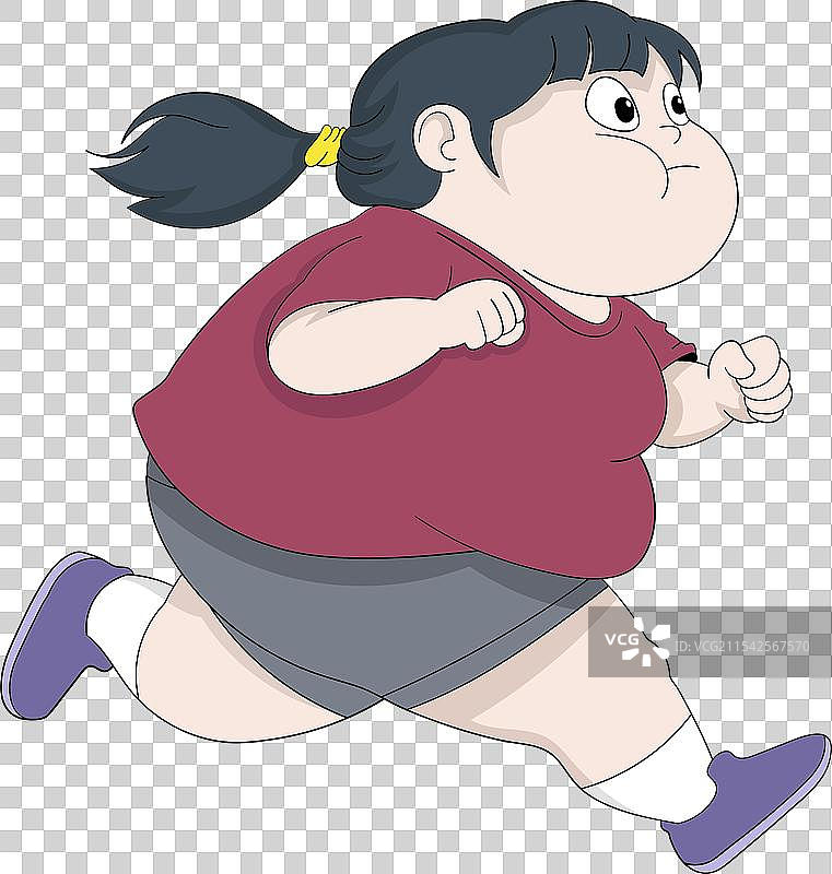 坚定的丰满女孩在进行有氧运动跑步图片素材