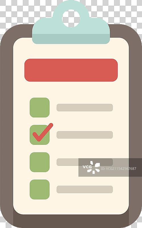 显示带有勾选标记的清单的剪贴板图片素材