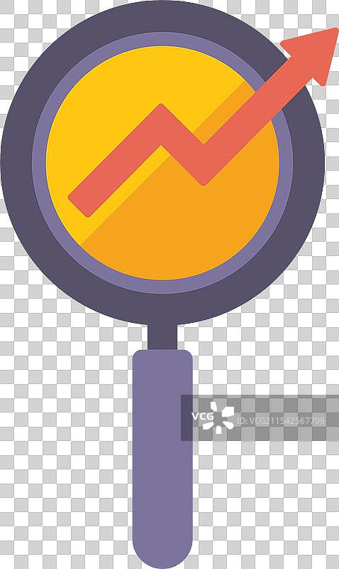 放大镜显示上升的箭头图表图片素材