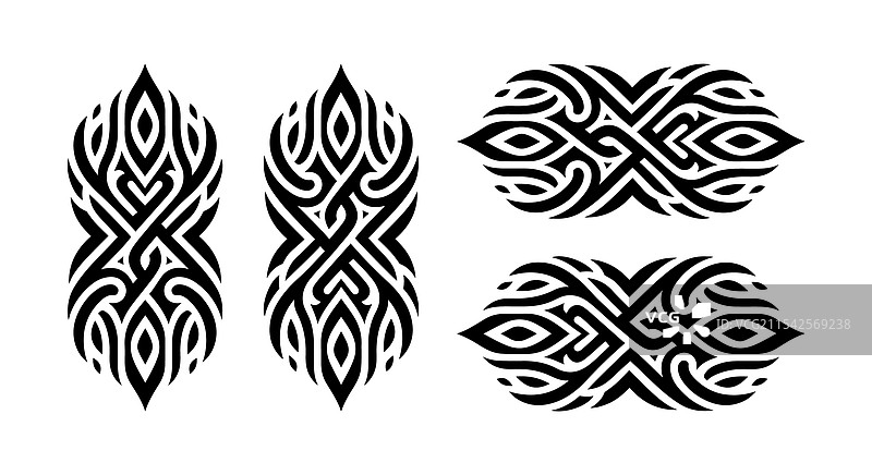 四个部落纹身设计元素合集图片素材