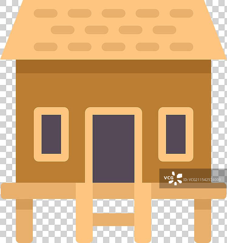 木屋架在高脚上，配有瓦屋顶图片素材