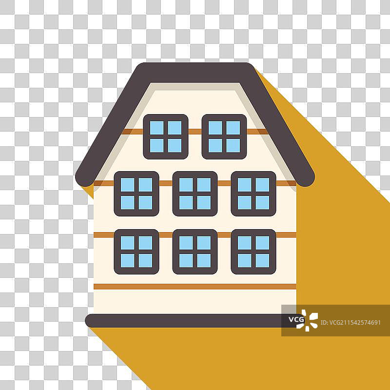 白色立面建筑与山形屋顶投射出长长的阴影图片素材