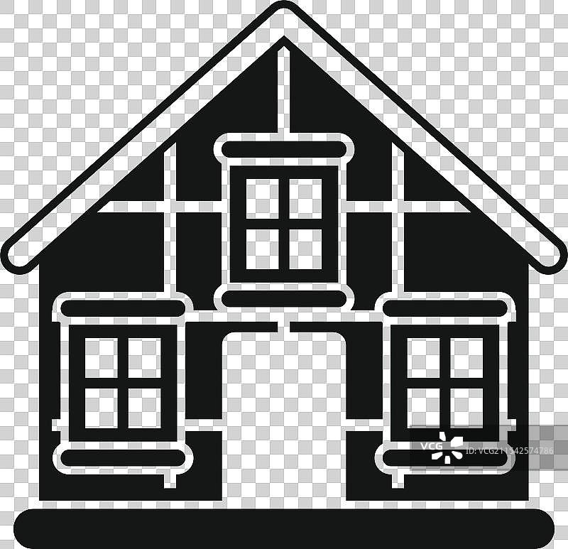 传统的半木结构房屋，带有三个窗户图片素材