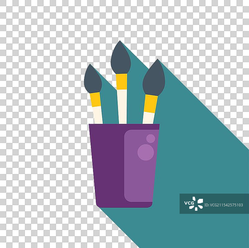 三个画笔插在紫色的罐子里图片素材