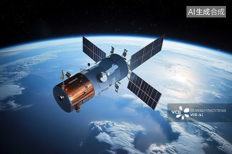 【AI数字艺术】地球上空的人造卫星图片素材