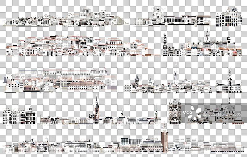 彩色半色调城市天际线历史图景图片素材