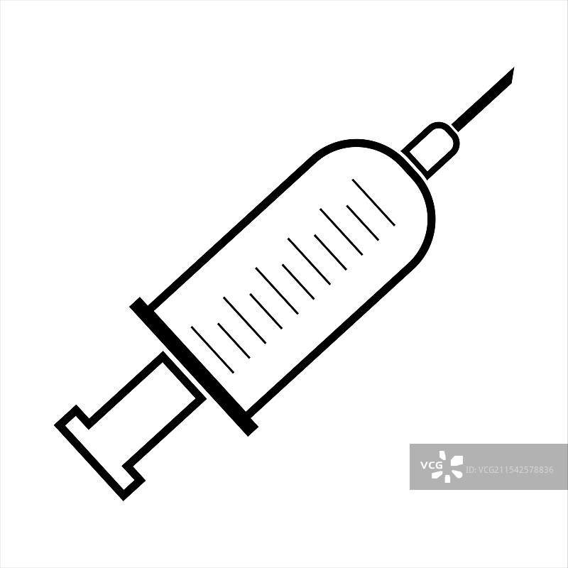 简单的黑色线条注射器图标图片素材