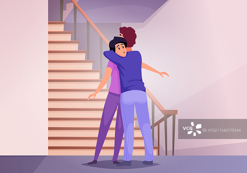 消极的拥抱，沮丧的角色，不受欢迎的感觉图片素材