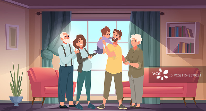 多元种族的父母和快乐的孩子们图片素材