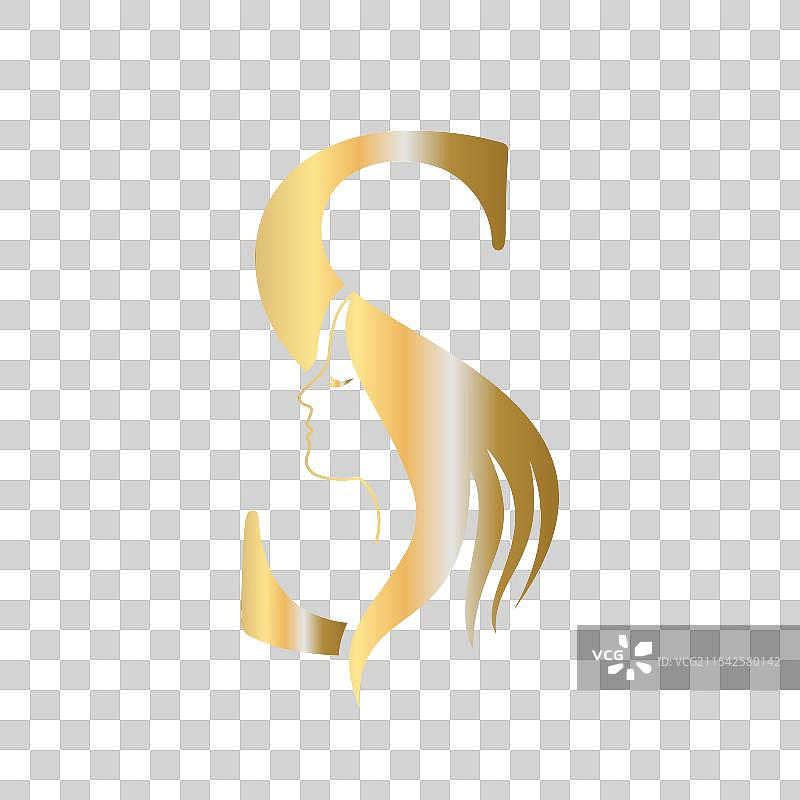 以字母S为概念的美丽logo，包含女性面孔图片素材
