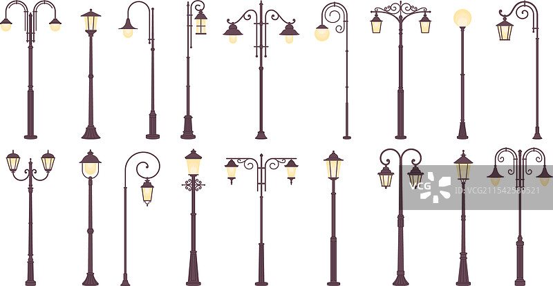 复古街灯平面装饰灯图片素材