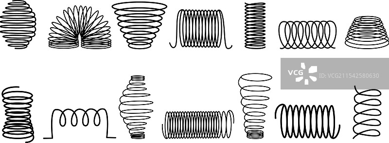 黑色金属螺旋弹簧，孤立的钢制线圈图片素材