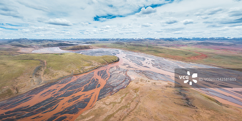 青海玉树曲麻河乡楚玛尔七渡口通天河交汇自然风光航拍图片素材