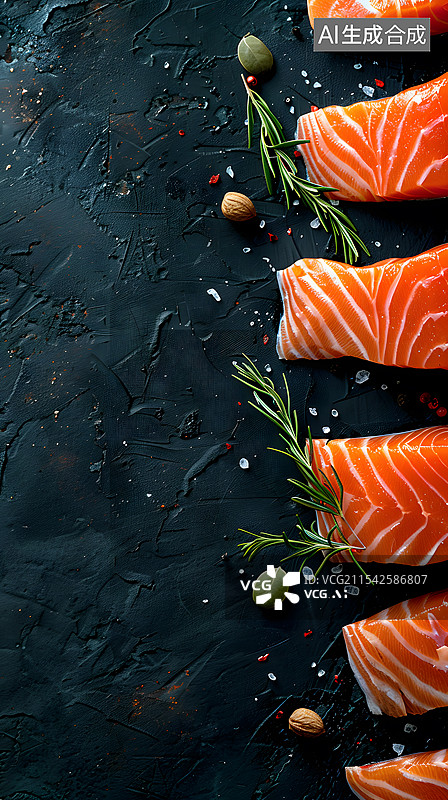 【AI数字艺术】三文鱼美食食物肉类图片素材